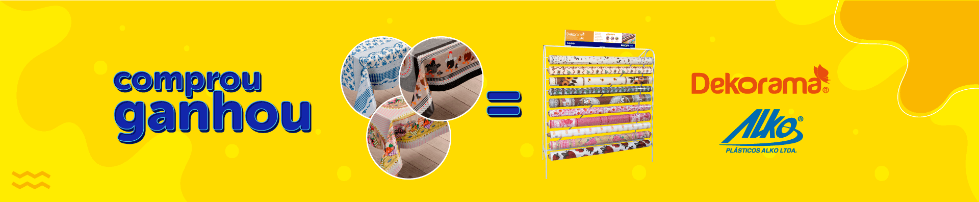 Banner-Comprou-Ganhou-Expositor-Alko-Dekorama Banner da Promoção Comprou Ganhou, compre produtos Dekorama Alko e ganhe um expositor para plástico
