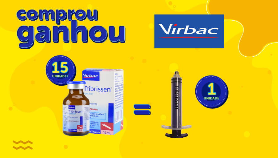 Banner-Comprou-Ganhou-Virbac-Seringa-Veterinaria-Tribrissen Banner da Promoção Comprou Ganhou, compre 15 unidades do tribrissen inj 15ml virbac e ganhe 1 unidade da seringa vererinaria 25ml tribrissen