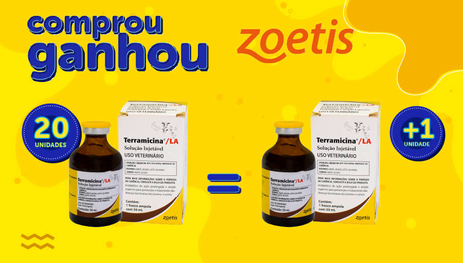 Banner-Comprou-Ganhou-Zoetis-20-Unidades-Terramicina Banner da Promoção Comprou Ganhou, compre 20 unidades terramicina l.a. solução injetável e ganhe 01 unidade do mesmo produto