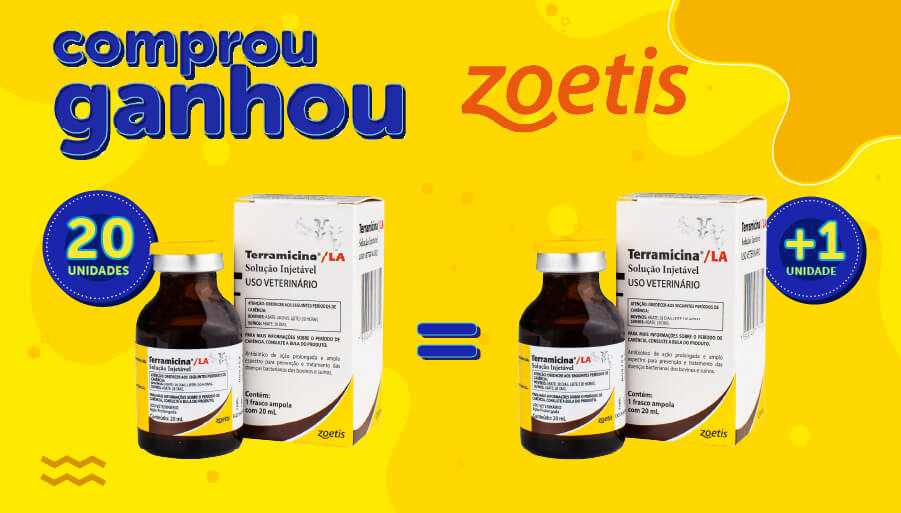 Banner-Comprou-Ganhou-Zoetis-20-Unidades-Terramicina Banner da Promoção Comprou Ganhou, compre 20 unidades terramicina l.a. solução injetável e ganhe 01 unidade do mesmo produto