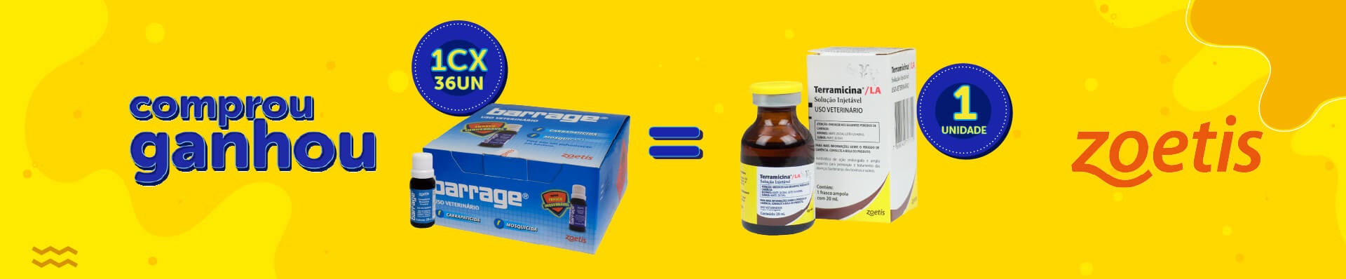 Banner da Promoção Comprou Ganhou, Barrage-Carrapaticida-Terramicina Zoetis