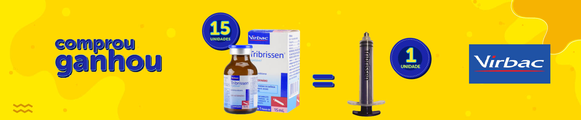 Banner-Comprou-Ganhou-Virbac-Seringa-Veterinaria-Tribrissen Banner da Promoção Comprou Ganhou, compre 15 unidades do tribrissen inj 15ml virbac e ganhe 1 unidade da seringa vererinaria 25ml tribrissen