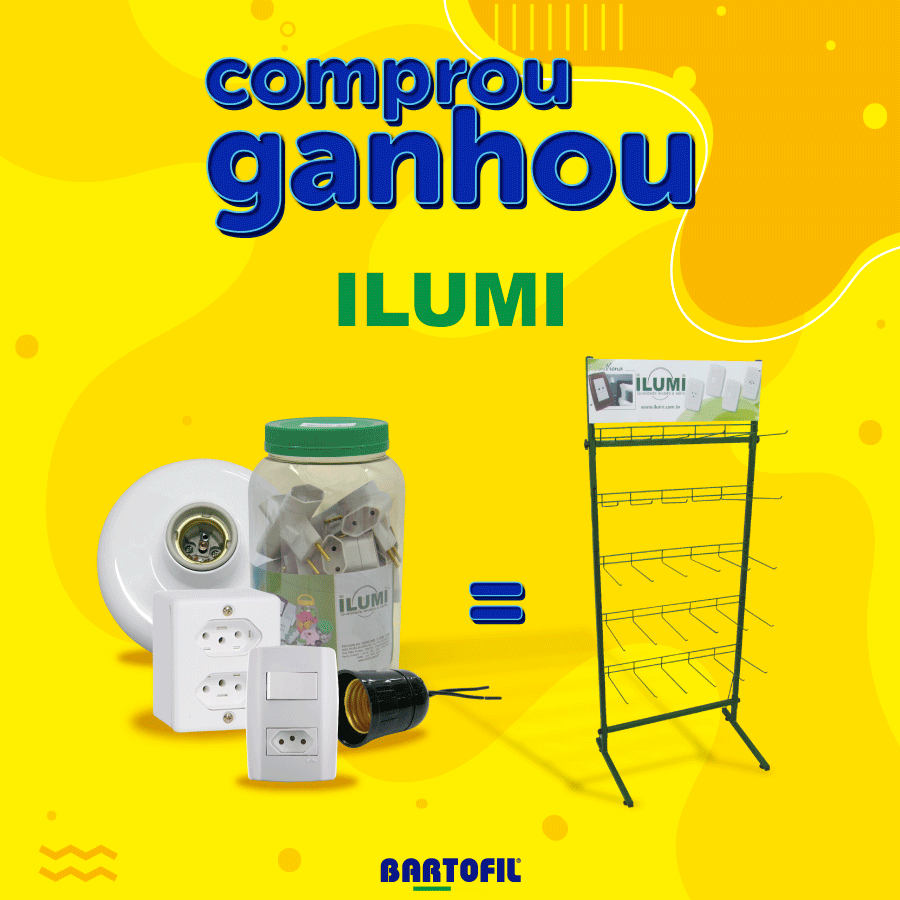 Banner da Promoção Comprou Ganhou, ganhe uma unidade Expositor de lâmpadas Ilumi
