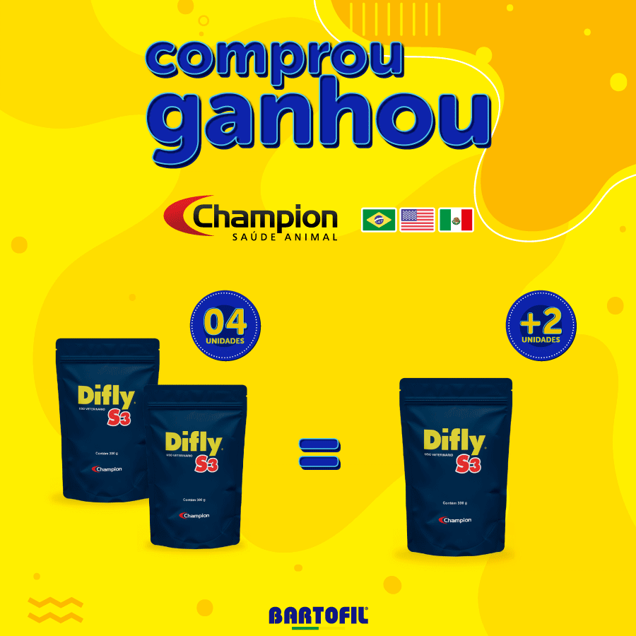 Banner da Promoção Comprou Ganhou, Champion Difly S3 300g